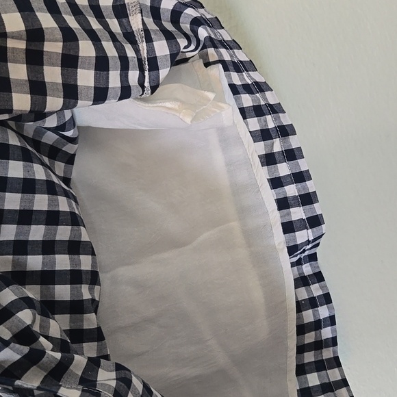Skies Are Blue Navy Gingham Faux Wrap Skirt Size Medium - Picture 5 of 7